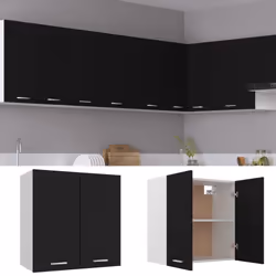vidaXL Kitchen Cabinet Black Engineered Wood Kitchen Storage Shelf Organiser