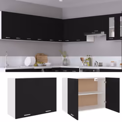 vidaXL Kitchen Cabinet Black Engineered Wood Kitchen Storage Shelf Organiser