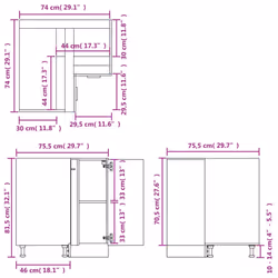 vidaXL Kitchen Cabinet Concrete Grey Engineered Wood Kitchen Storage Organiser - Additional view 4