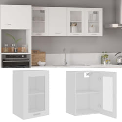 vidaXL Hanging Glass Cabinet White Engineered Wood Storage Kitchen Furniture