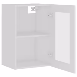 vidaXL Hanging Glass Cabinet White Engineered Wood Storage Kitchen Furniture - Additional view 4