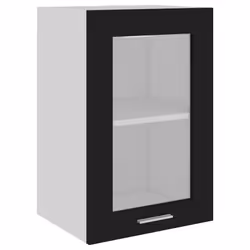 vidaXL Hanging Glass Cabinet Black Engineered Wood Storage Kitchen Furniture