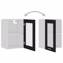 vidaXL Hanging Glass Cabinet Black Engineered Wood Storage Kitchen Furniture - Additional view 4