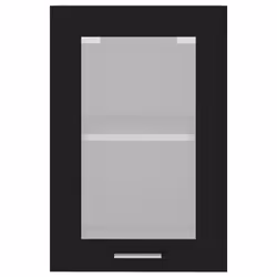 vidaXL Hanging Glass Cabinet Black Engineered Wood Storage Kitchen Furniture - Additional view 5