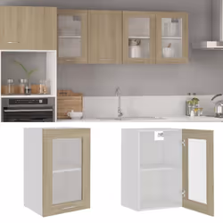 vidaXL Hanging Glass Cabinet Sonoma Oak Engineered Wood Storage Shelf Cupboard