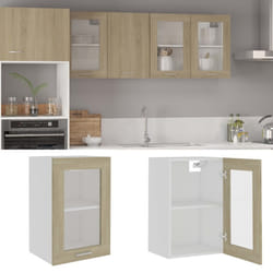 vidaXL Hanging Glass Cabinet Sonoma Oak Engineered Wood Storage Shelf Cupboard
