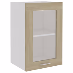 vidaXL Hanging Glass Cabinet Sonoma Oak Engineered Wood Storage Shelf Cupboard