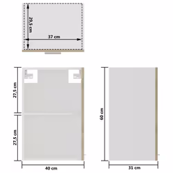 vidaXL Hanging Glass Cabinet Sonoma Oak Engineered Wood Storage Shelf Cupboard - Additional view 4