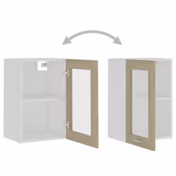 vidaXL Hanging Glass Cabinet Sonoma Oak Engineered Wood Storage Shelf Cupboard - Additional view 6