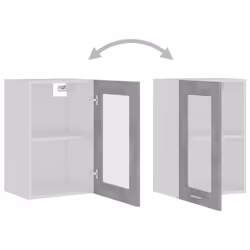 vidaXL Hanging Glass Cabinet Concrete Grey Engineered Wood Storage Cupboard - Additional view 6