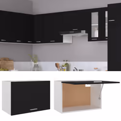 vidaXL Kitchen Cabinet Black Engineered Wood Home Kitchen Storage Organiser