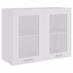 vidaXL Hanging Glass Cabinet White Engineered Wood Furniture Storage Shelf
