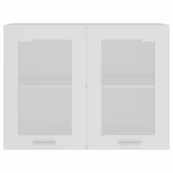 vidaXL Hanging Glass Cabinet White Engineered Wood Furniture Storage Shelf - Additional view 5