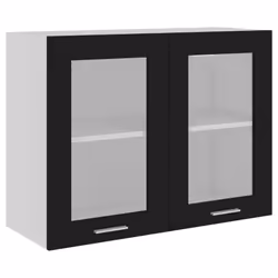 vidaXL Hanging Glass Cabinet Black Engineered Wood Furniture Storage Shelf