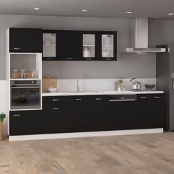 vidaXL Hanging Glass Cabinet Black Engineered Wood Furniture Storage Shelf
