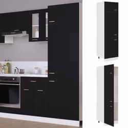 vidaXL Kitchen Cabinet Black Engineered Wood Cupboard Sideboard Side Cabinet