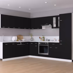 vidaXL Kitchen Cabinet Black Engineered Wood Cupboard Sideboard Side Cabinet