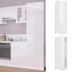 vidaXL Kitchen Cabinet High Gloss White Engineered Wood Storage Sideboard