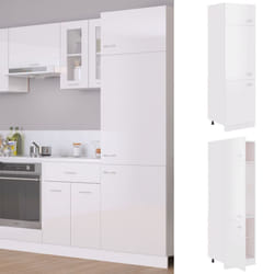 vidaXL Kitchen Cabinet High Gloss White Engineered Wood Storage Sideboard