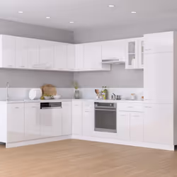 vidaXL Kitchen Cabinet High Gloss White Engineered Wood Storage Sideboard
