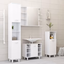 vidaXL Bathroom Cabinet White Engineered Wood Washroom Cupboard Under Basin - Additional view 8