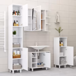 vidaXL Bathroom Cabinet White Engineered Wood Washroom Cupboard Under Basin - Additional view 9