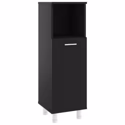 vidaXL Bathroom Cabinet Black Engineered Wood Washroom Cupboard Under Basin