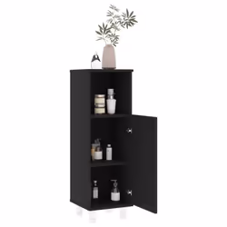 vidaXL Bathroom Cabinet Black Engineered Wood Washroom Cupboard Under Basin