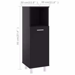 vidaXL Bathroom Cabinet Black Engineered Wood Washroom Cupboard Under Basin - Additional view 7