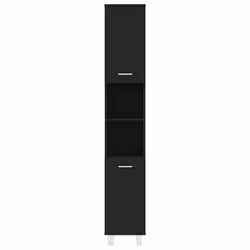 vidaXL Bathroom Cabinet Black Engineered Wood Home Cupboard Rack Storage Unit - Additional view 5
