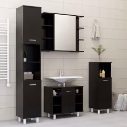 vidaXL Bathroom Cabinet Black Engineered Wood Home Cupboard Rack Storage Unit - Additional view 8