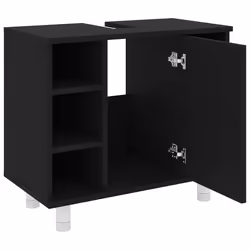vidaXL Bathroom Cabinet Black Engineered Wood Home Cupboard Rack Storage Unit