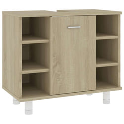 vidaXL Bathroom Cabinet Sonoma Oak Engineered Wood Home Cupboard Storage Unit