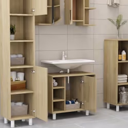 vidaXL Bathroom Cabinet Sonoma Oak Engineered Wood Home Cupboard Storage Unit