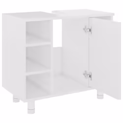 vidaXL Bathroom Cabinet High Gloss White Engineered Wood Home Storage Cupboard - Additional view 3