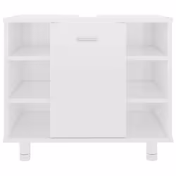 vidaXL Bathroom Cabinet High Gloss White Engineered Wood Home Storage Cupboard - Additional view 4