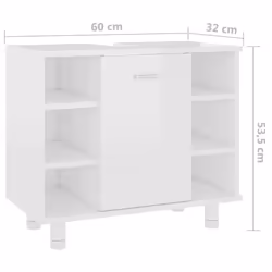 vidaXL Bathroom Cabinet High Gloss White Engineered Wood Home Storage Cupboard - Additional view 7