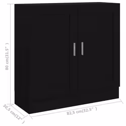 vidaXL Book Cabinet Black Engineered Wood Bookshelf Bookcase Storage Sideboard - Additional view 4