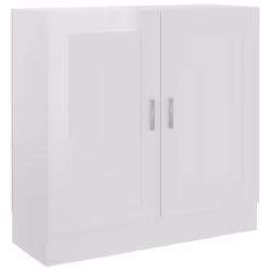 vidaXL Book Cabinet High Gloss White Engineered Wood Bookshelf Storage Rack