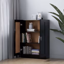 vidaXL Book Cabinet Black Engineered Wood Bookshelf Bookcase Storage Sideboard