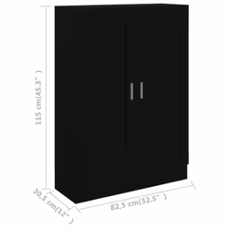 vidaXL Book Cabinet Black Engineered Wood Bookshelf Bookcase Storage Sideboard - Additional view 4