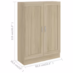 vidaXL Book Cabinet Sonoma Oak Engineered Wood Bookshelf Storage Sideboard - Additional view 4