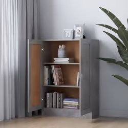 vidaXL Book Cabinet Concrete Grey Engineered Wood Bookshelf Rack Sideboard