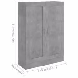 vidaXL Book Cabinet Concrete Grey Engineered Wood Bookshelf Rack Sideboard - Additional view 4