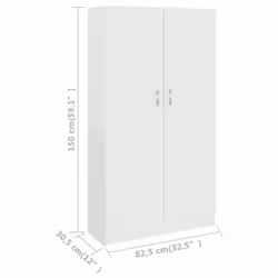 vidaXL Book Cabinet White Engineered Wood Storage Rack Sideboard Highboard - Additional view 4