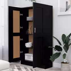 vidaXL Book Cabinet Black Engineered Wood Storage Rack Sideboard Highboard