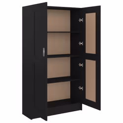 vidaXL Book Cabinet Black Engineered Wood Storage Rack Sideboard Highboard - Additional view 5