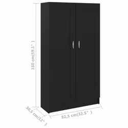 vidaXL Book Cabinet Black Engineered Wood Storage Rack Sideboard Highboard - Additional view 8