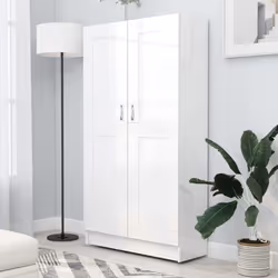 vidaXL Book Cabinet High Gloss White Engineered Wood Storage Rack Sideboard