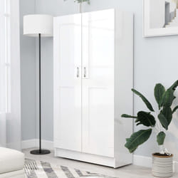 vidaXL Book Cabinet High Gloss White Engineered Wood Storage Rack Sideboard